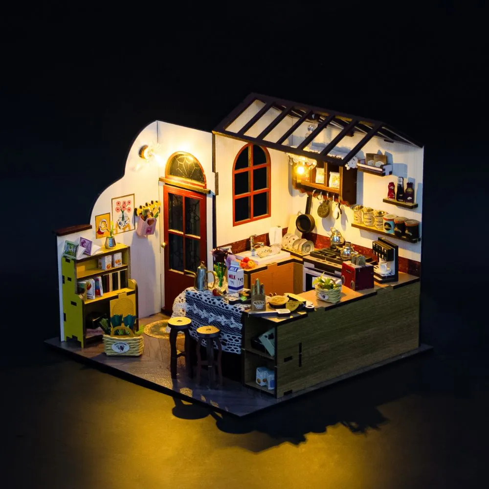 Figured'Art Miniatuurhuisje Peta's Keuken DIY pakket met ledverlichting