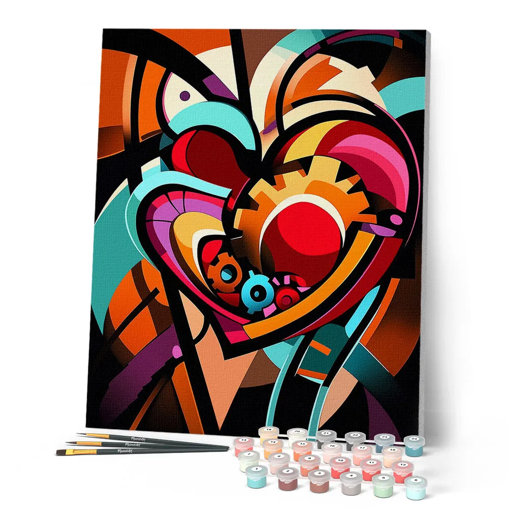 Figured'Art Hart Tandwielen schilderen op nummer 40x50 cm eenvoudig
