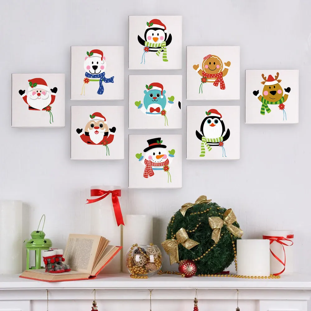 Figured'Art Mini Schattige Kerstpersonages schilderen op nummer 9x 15x15cm