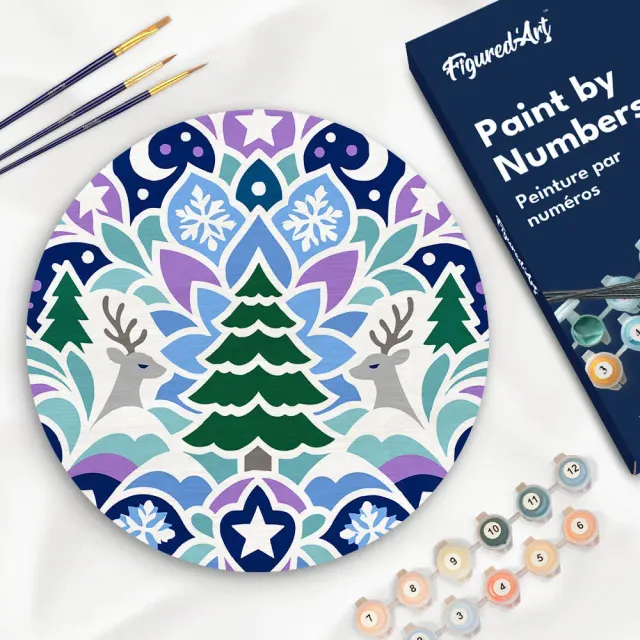 Figured'Art Kerstmandala schilderen op nummer houten schijf 30 cm