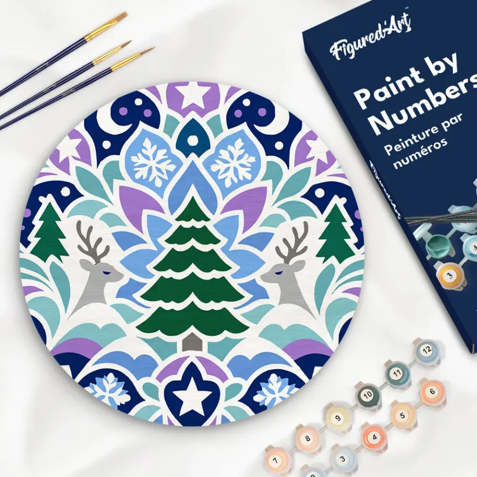 Figured'Art Kerstmandala schilderen op nummer houten schijf 30 cm