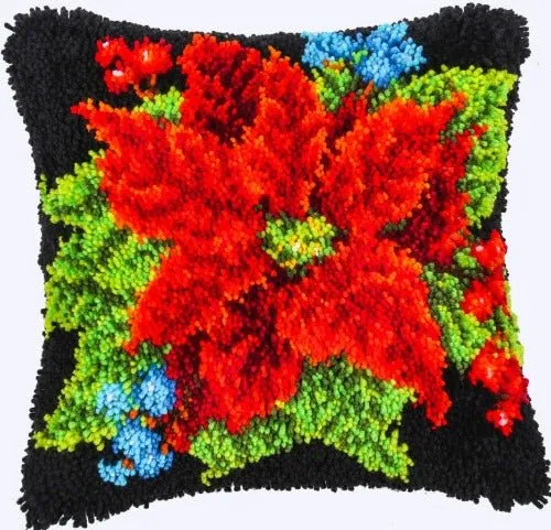 Craft Buddy Poinsettia Smyrna kussenpakket 45cm kerstroos