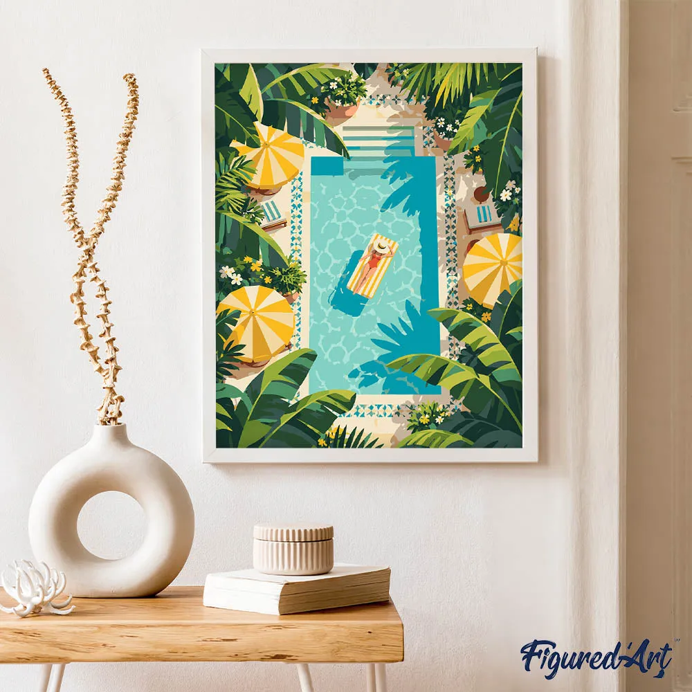 Figured'Art Paradijs aan het Zwembad schilderen op nummer 40x50 cm