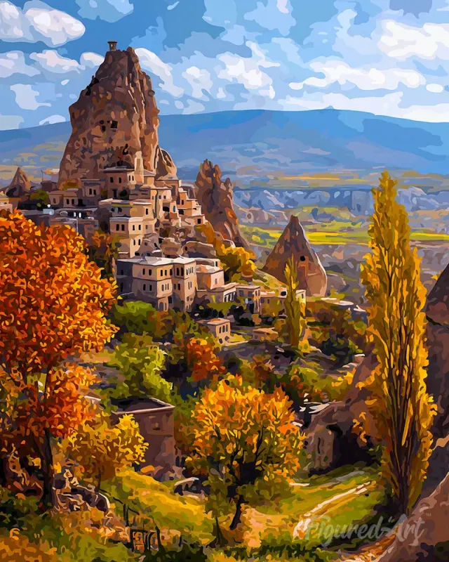 Figured'Art Rotskasteel Cappadocië diamond painting 40x50cm herfst