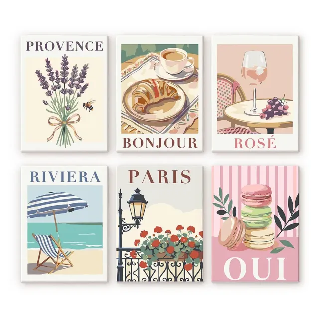 Figured'Art Chic Frankrijk mini schilderen op nummer 6 stuks 15x20cm