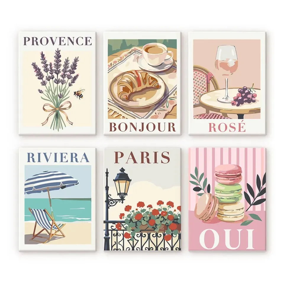 Figured'Art Chic Frankrijk mini schilderen op nummer 6 stuks 15x20cm