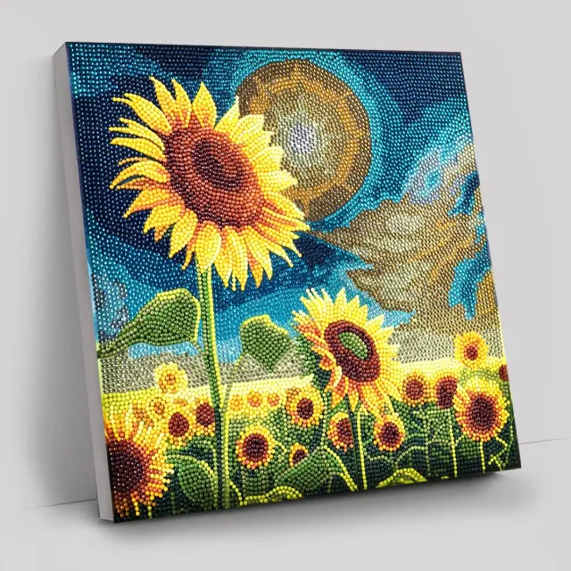 Craft Buddy Crystal Art Golden Sunflower Blooms diamond painting 30x30cm