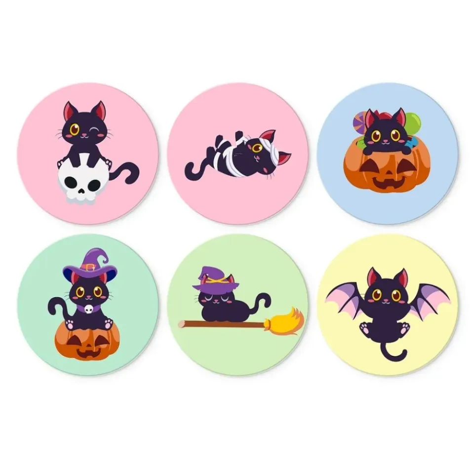 Figured'Art Mini Halloweenkatjes schilderen op nummer 6x Ø20cm