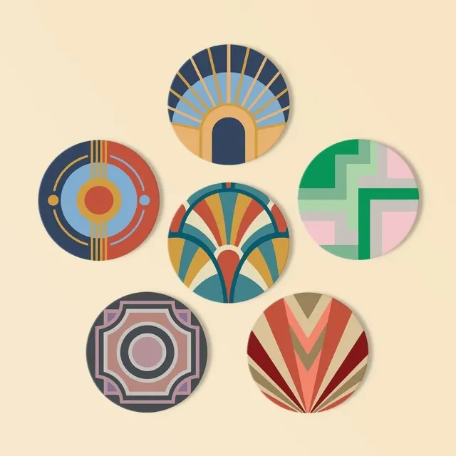 Figured'Art Art-decoharmonie schilderen op nummer onderzetters 10cm 6 stuks