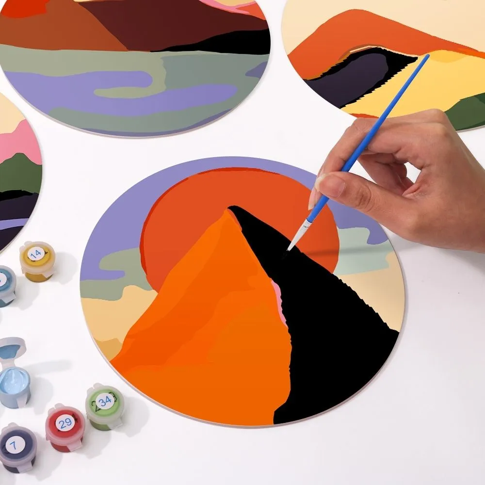 Figured'Art Moderne Abstracte Berg placemats schilderen op nummer 20 cm 6 stuks