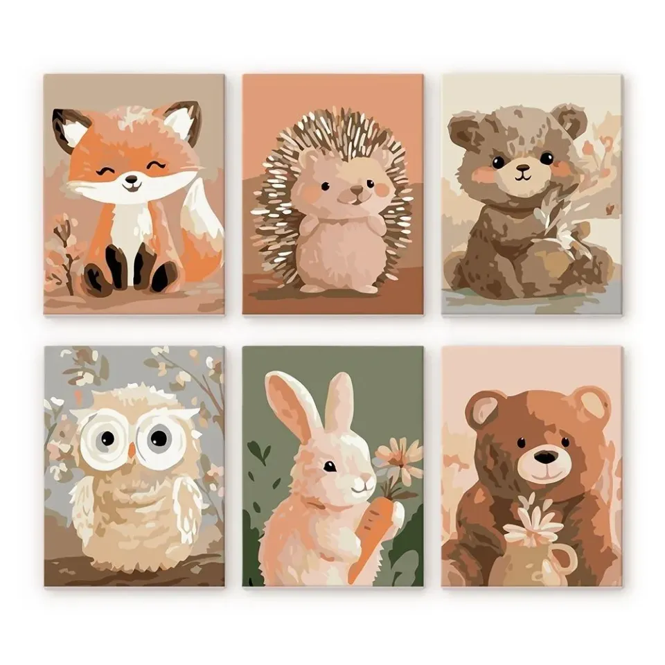 Figured'Art Mini Bosportretten 2 schilderen op nummer 15x20cm 6 stuks