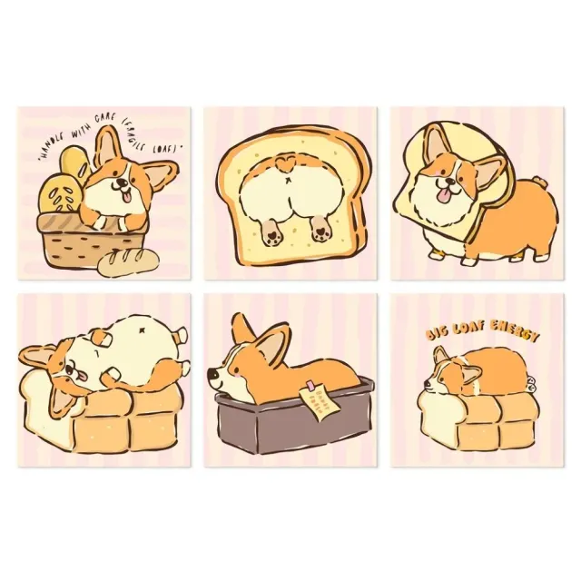 Figured'Art Mini Serie Corgi-leven schilderen op nummer 6 stuks