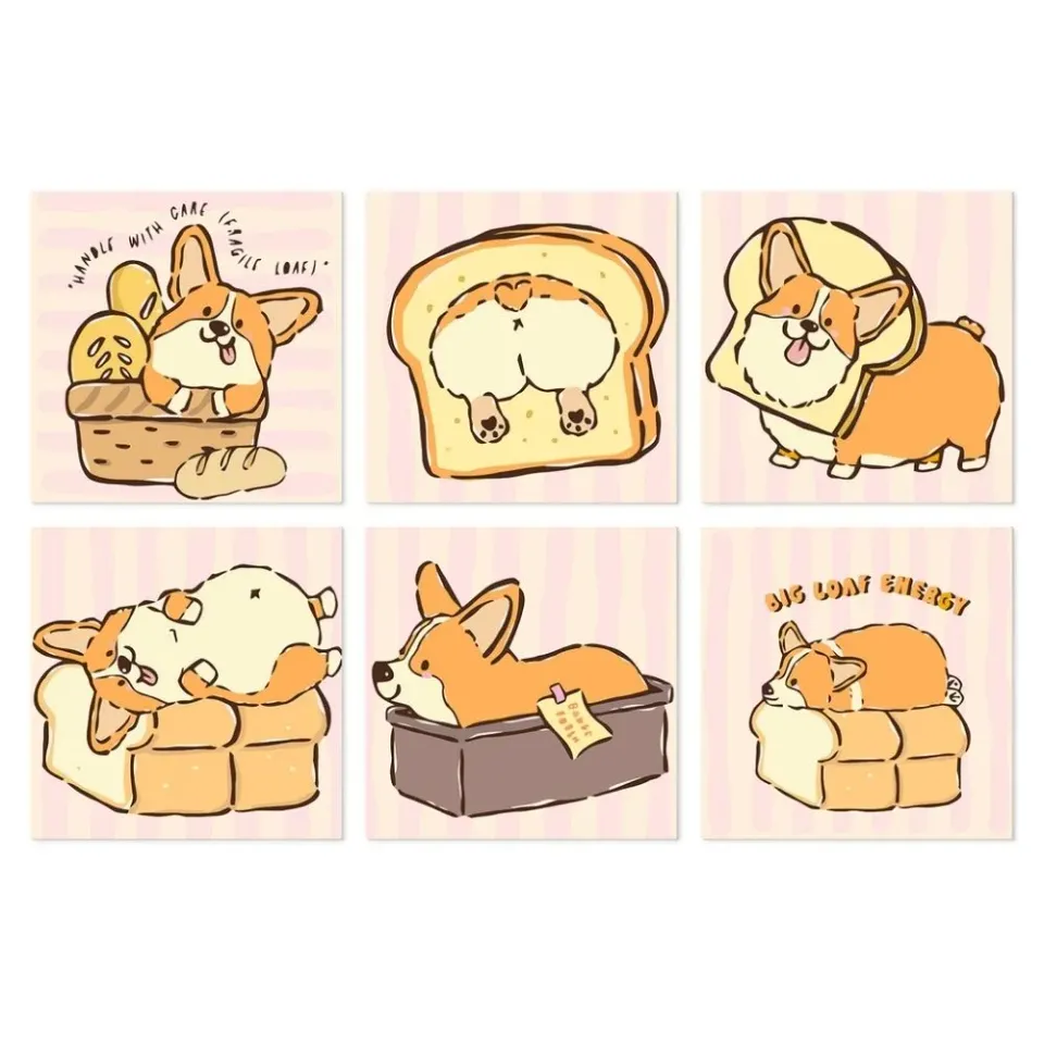 Figured'Art Mini Serie Corgi-leven schilderen op nummer 6 stuks