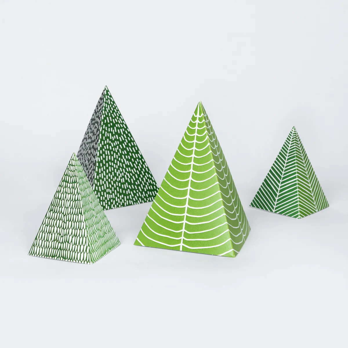 Studio Wald Christmas Tree kerstkaarten set 4 stuks groen