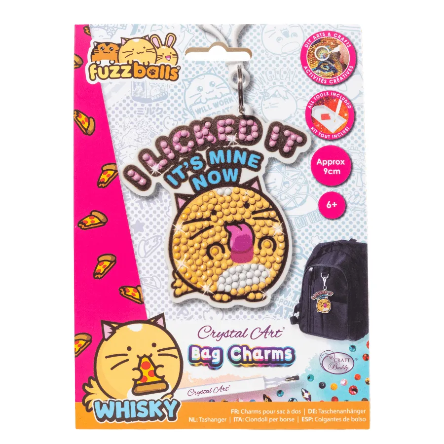 Craft Buddy Crystal Art Fuzzballs sleutelhanger I Licked It 9 cm