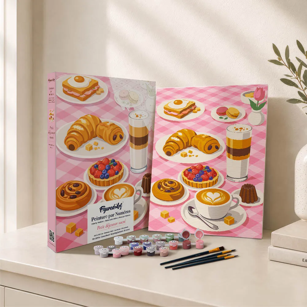Figured'Art Zoet Ontbijt cadeauset schilderen op nummer 24,5x32,5 cm