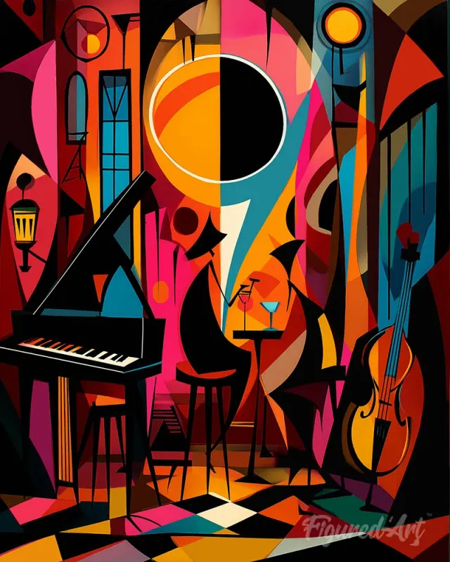 Figured'Art Gedurfd Abstract Jazzclub diamond painting 40x50 cm