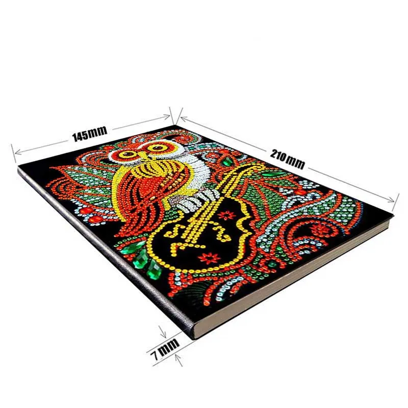 Figured'Art Uil met Viool diamond painting notitieboek A5