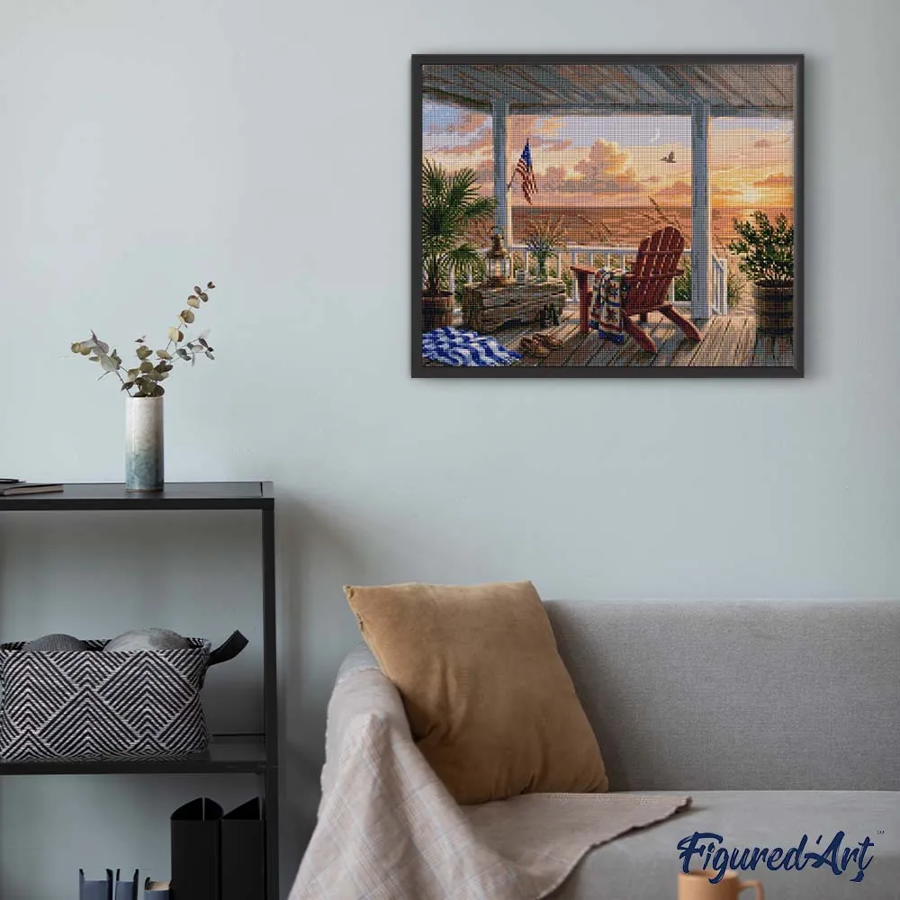 Figured'Art Avondgloed aan zee diamond painting 40x50 cm