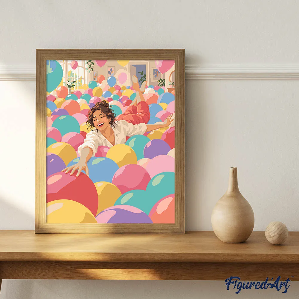 Figured'Art Zwemmen tussen Ballonnen schilderen op nummer 40x50 eenvoudig