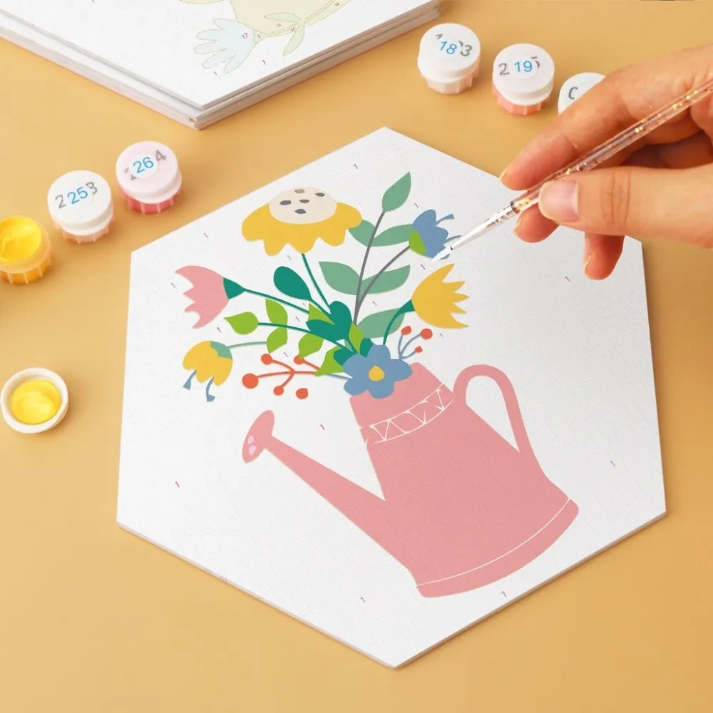 Figured'Art Mini Serie Bloemen uit de gieter 2 schilderen op nummer 6 stuks bloemen