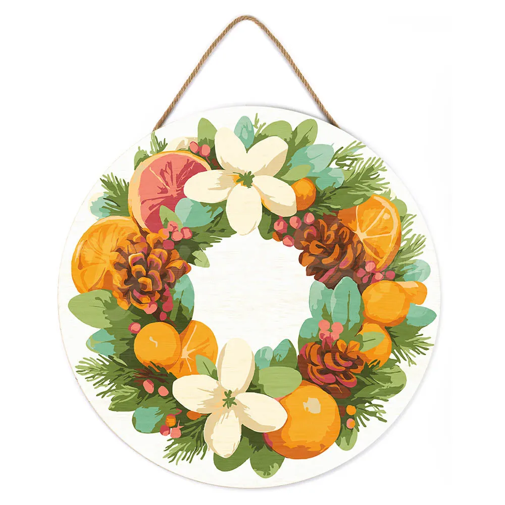 Figured'Art Krans dennen citrus schilderen op nummer hout 30cm