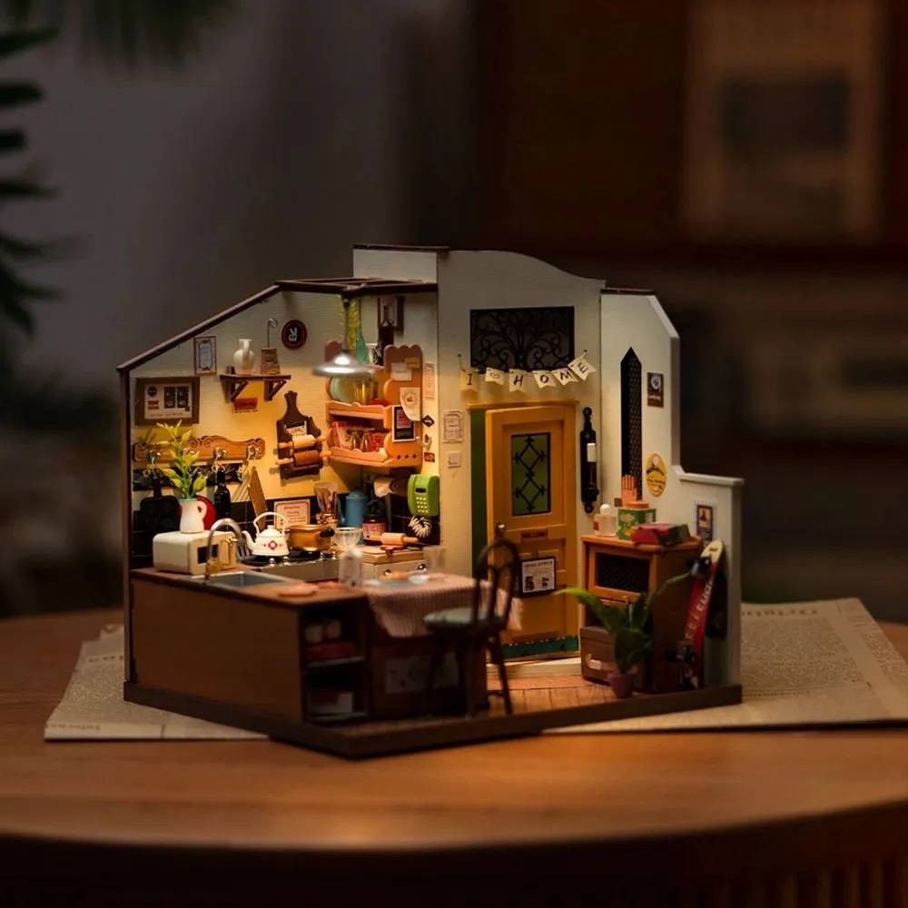 Figured'Art Gezellige Keuken miniatuurhuisje hout 1:18