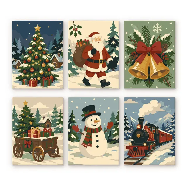 Figured'Art Kerstverhalenboek mini schilderen op nummer 6 stuks 15x20cm