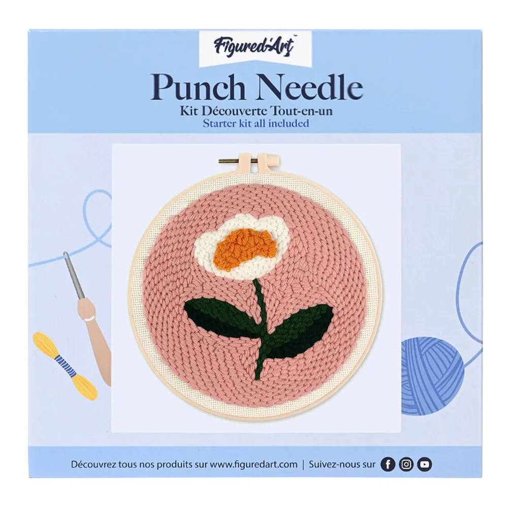 Figured'Art Een madeliefje punch needle pakket 20 cm rond