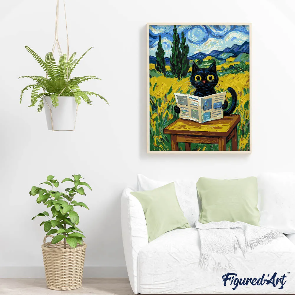Figured'Art Van Goghs nieuwsgierige kat schilderen op nummer 40x50 cm gevorderd