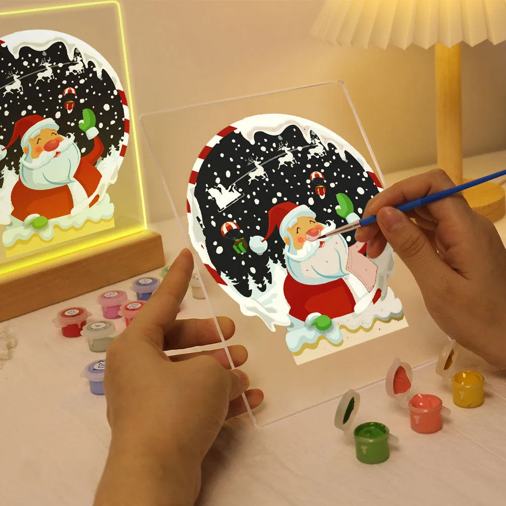 Figured'Art Kerstman 06 schilderen op nummer 15x20cm met LED