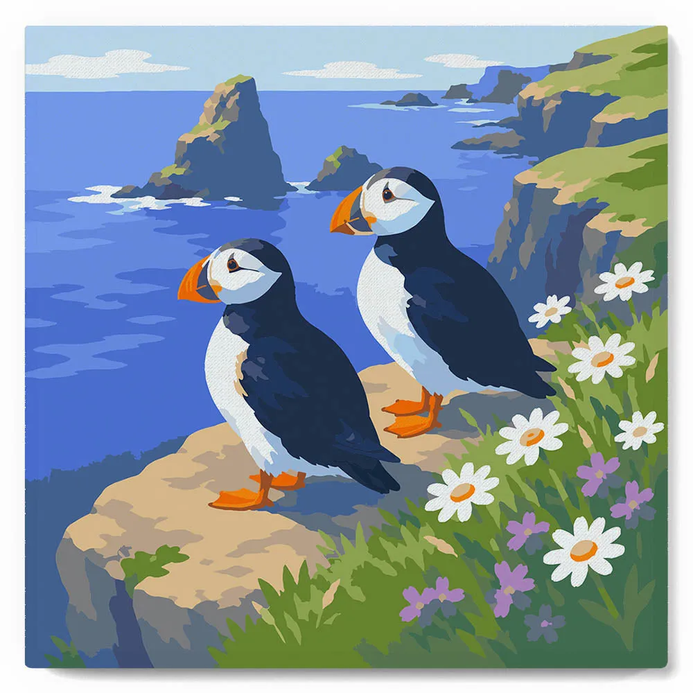 Figured'Art Papegaaiduiker schilderen op nummer 20x20cm frame vogel