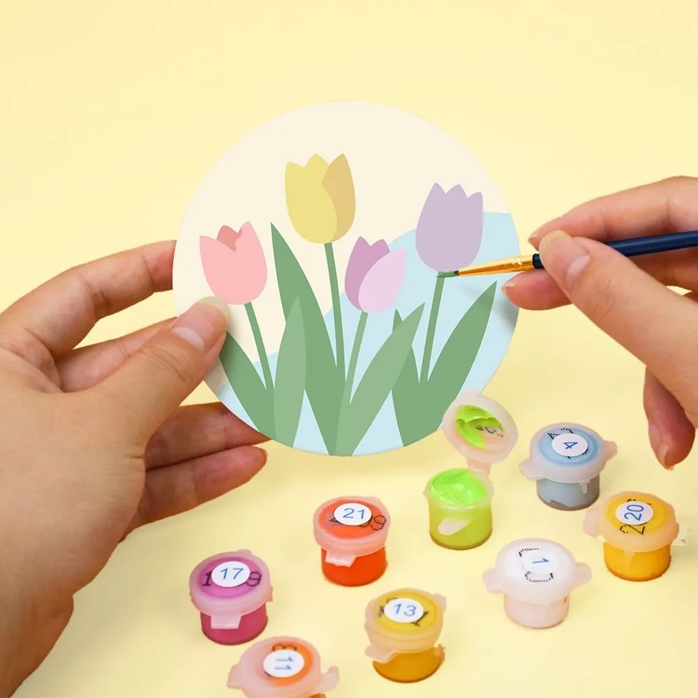 Figured'Art Lentebloesems onderzetters schilderen op nummer 10cm 6st