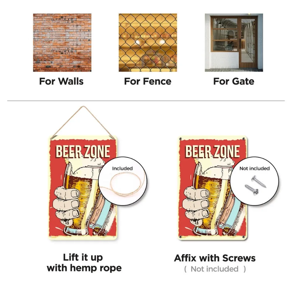 Figured'Art Bierzone metalen poster schilderen 30x20 cm retro