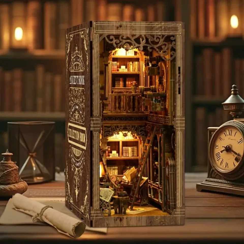 Figured'Art Book Nook Zaal van de Oude Boeken bouwpakket met led