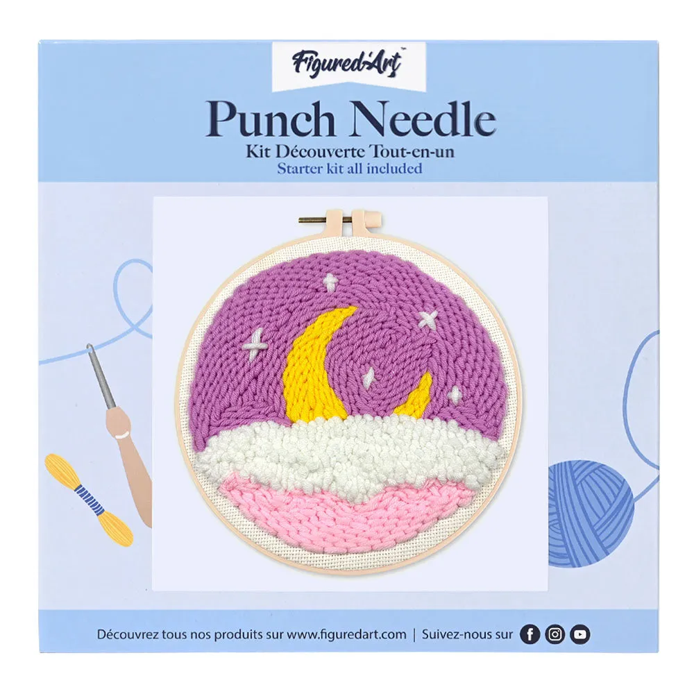 Figured'Art Paarse Lucht punch needle pakket 20x20 cm wol