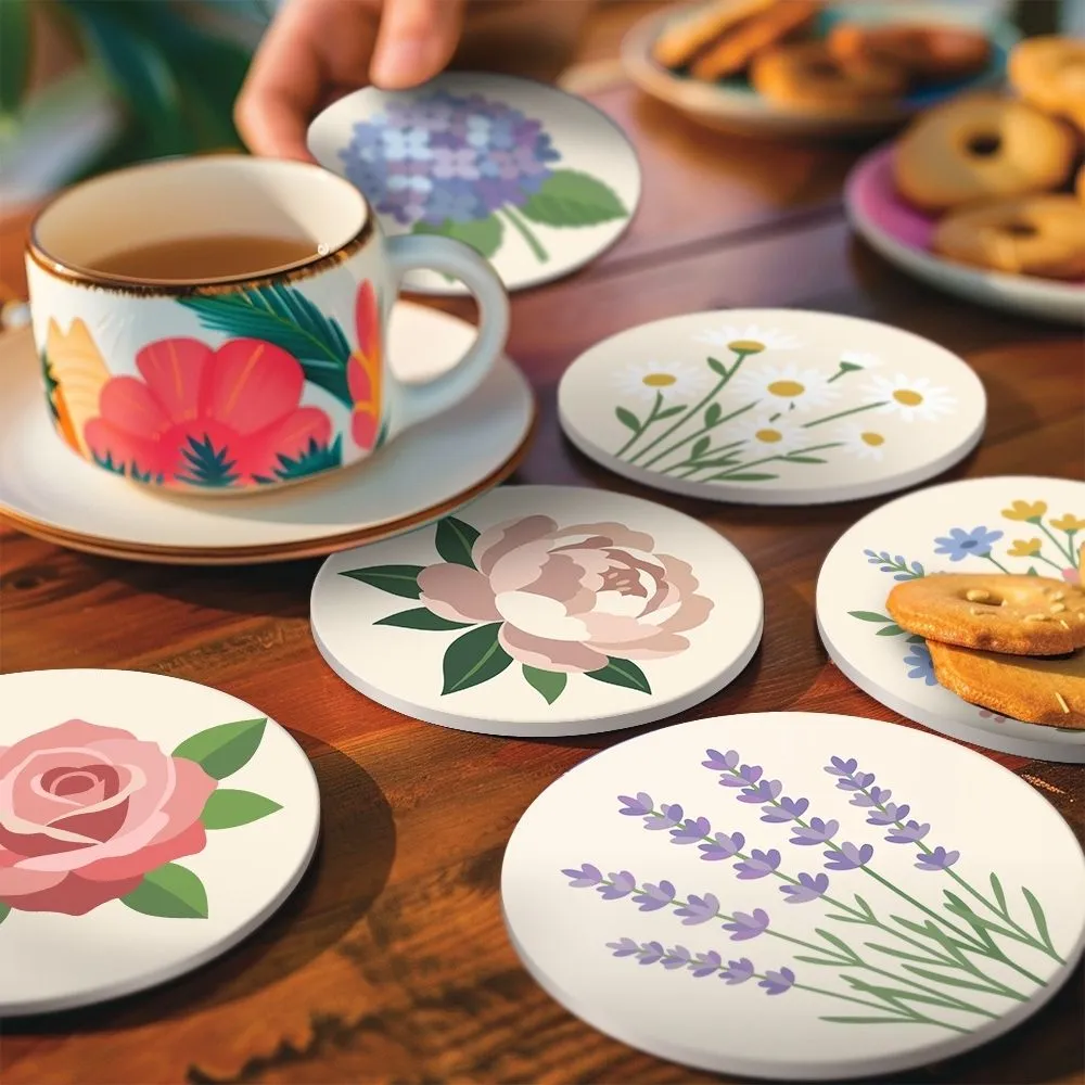 Figured'Art Pastelboeket schilderen op nummer onderzetters 6 stuks