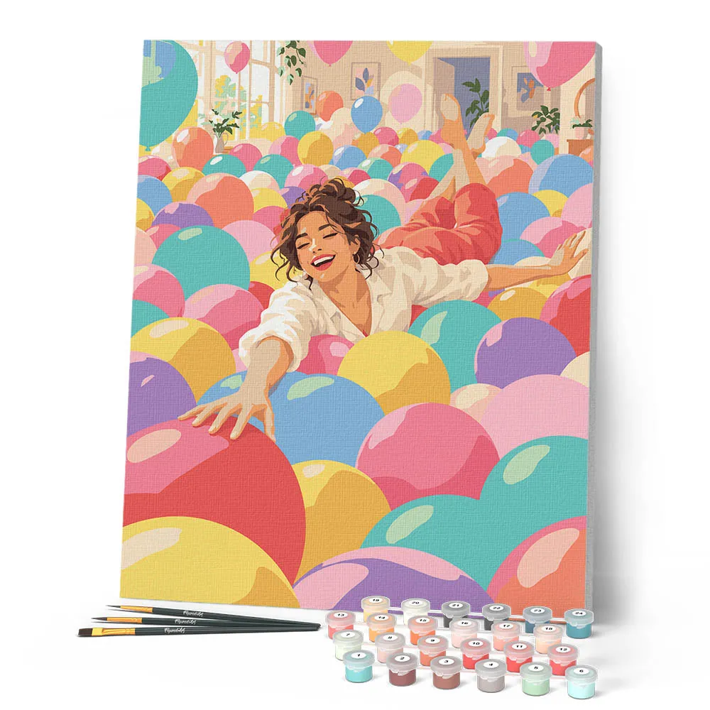 Figured'Art Zwemmen tussen Ballonnen schilderen op nummer 40x50 eenvoudig