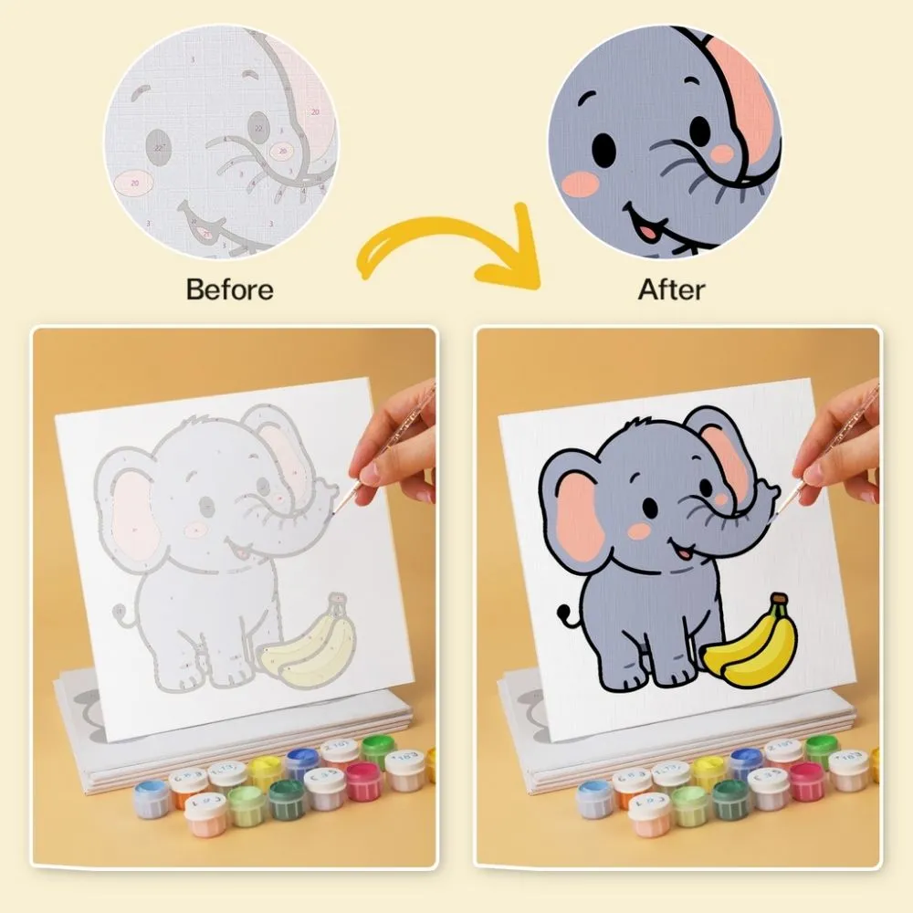 Figured'Art Mini Serie Schattig en hongerig schilderen op nummer 20x20cm 6 stuks