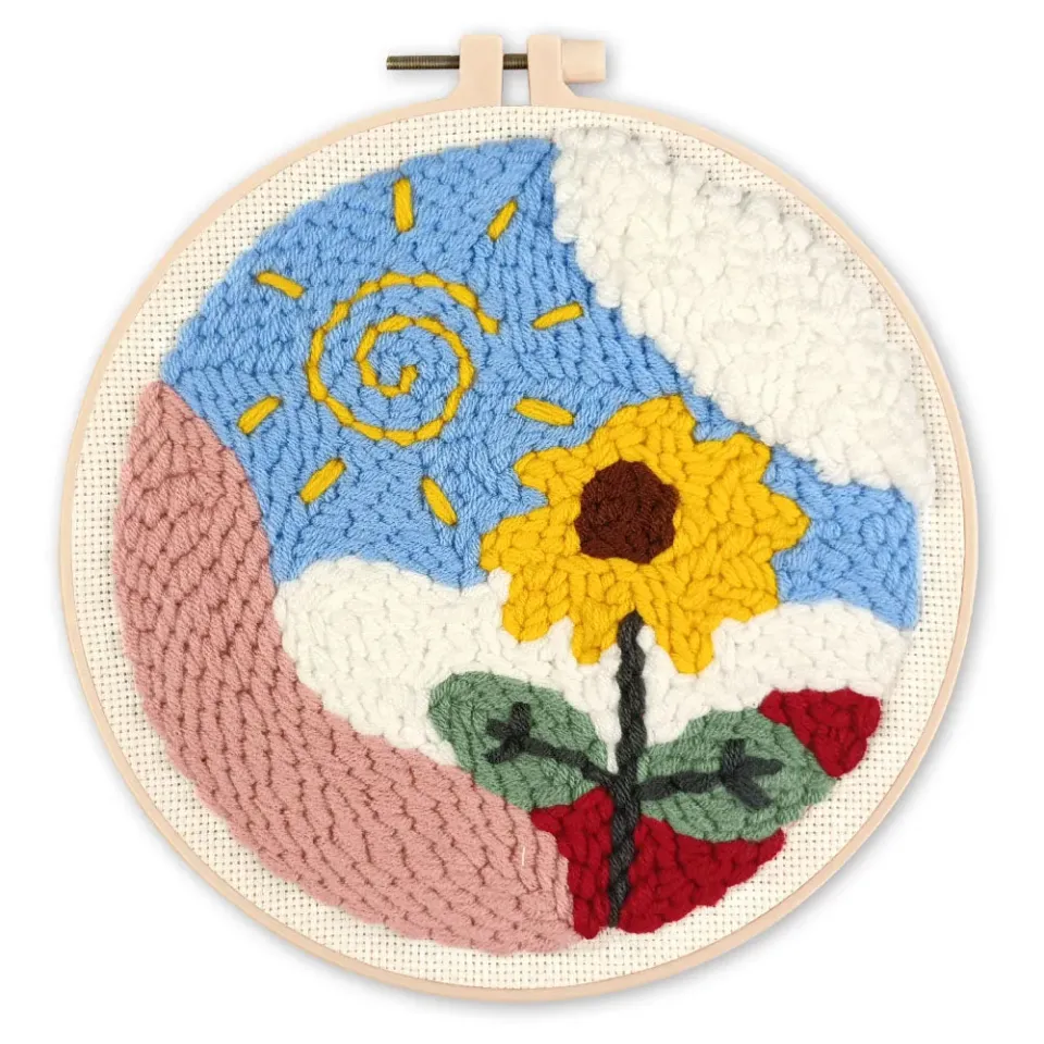 Figured'Art Bloem bij Zonsopgang punch needle pakket 20x20 cm beginners