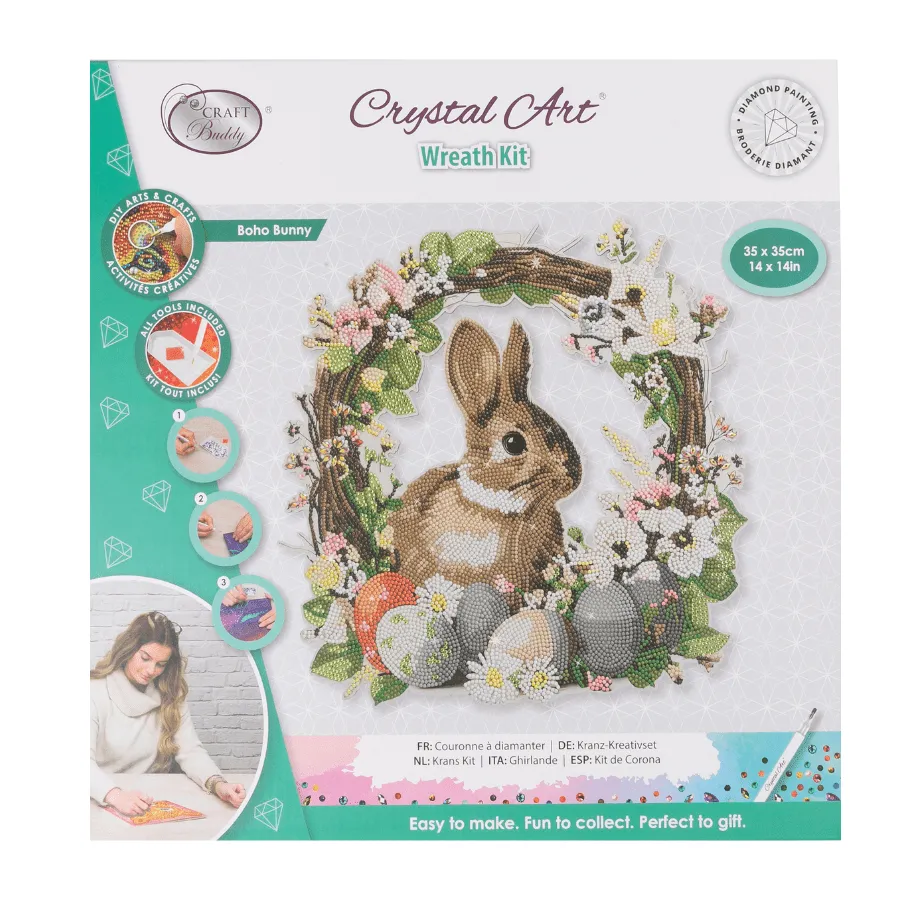 Craft Buddy Crystal Art Boho Bunny krans 35 cm konijn