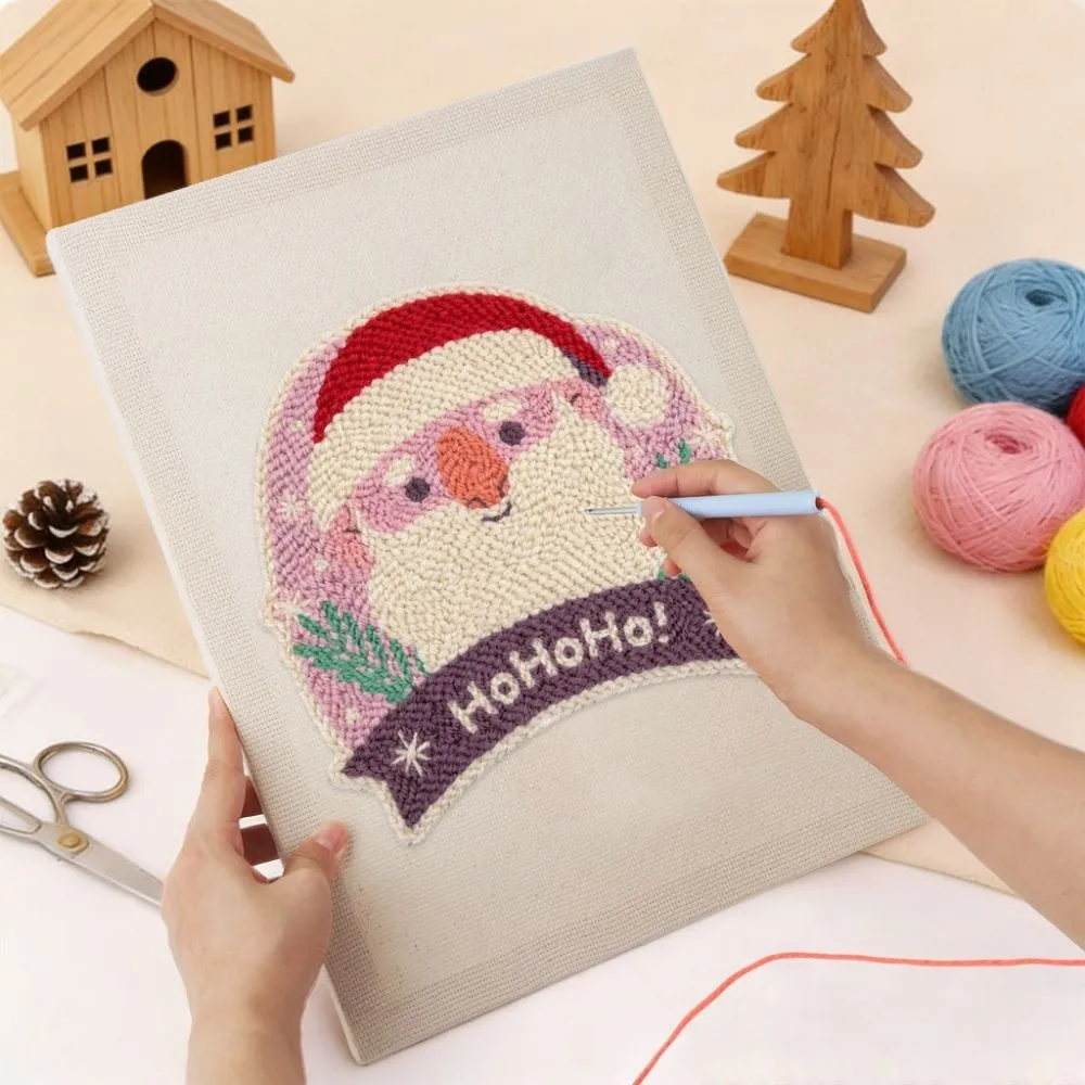 Figured'Art Lachende Kerstman punch needle pakket 20x30cm frame