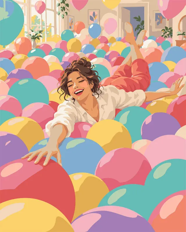 Figured'Art Zwemmen tussen Ballonnen schilderen op nummer 40x50 eenvoudig