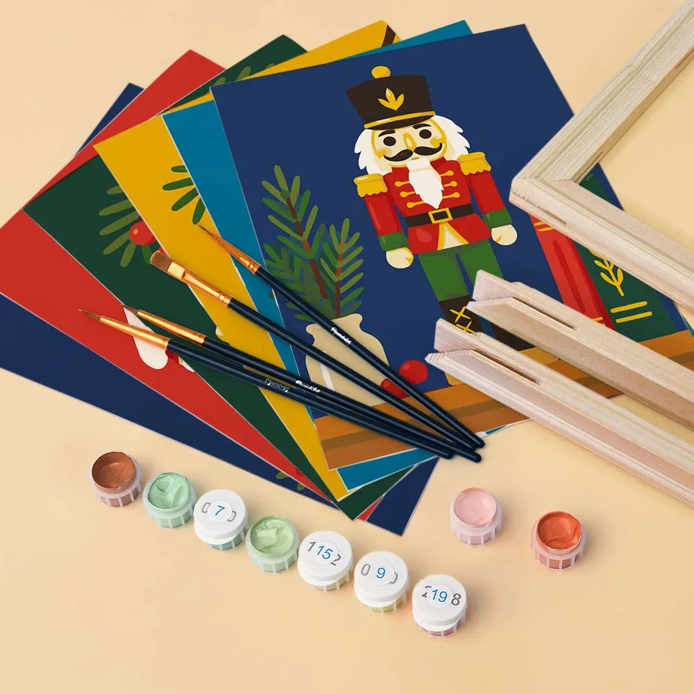 Figured'Art Mini Kersttradities schilderen op nummer 6 stuks 15x20cm