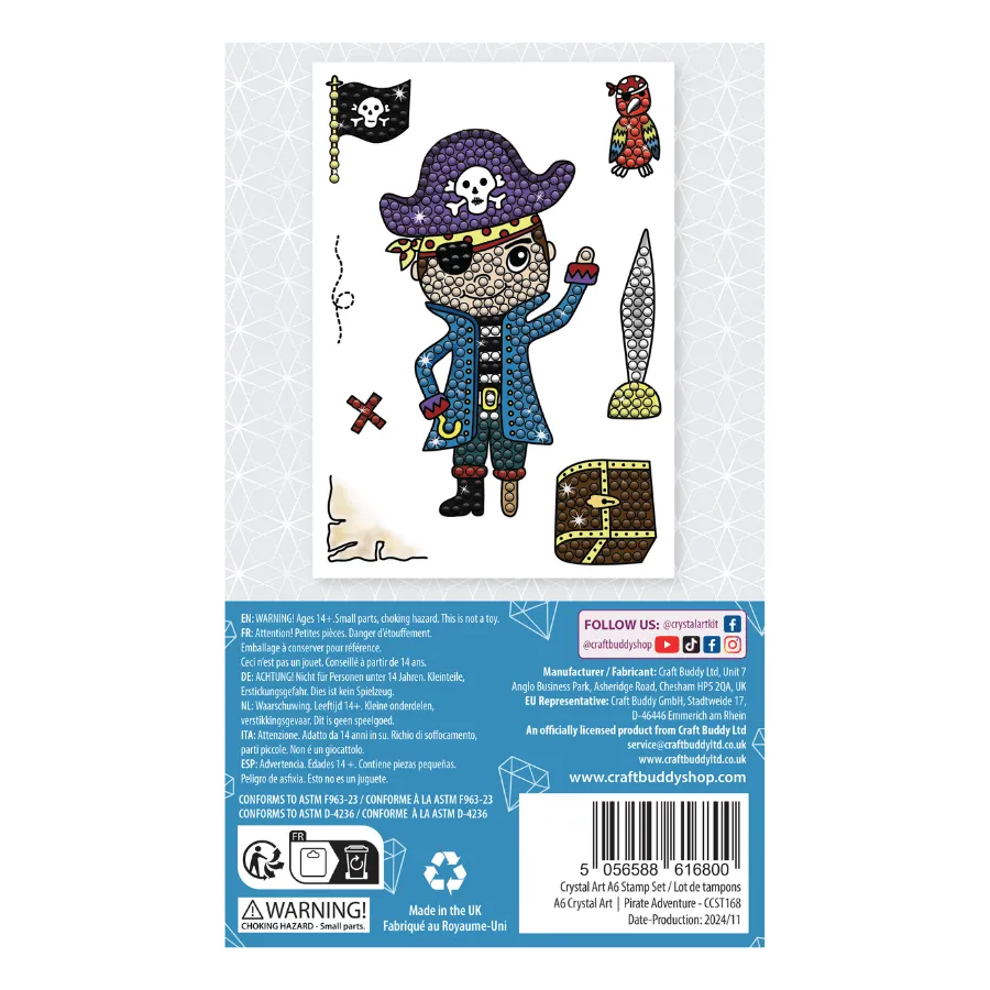 Craft Buddy Pirate Adventure Crystal Art stempelset A6 piraat 8 stuks
