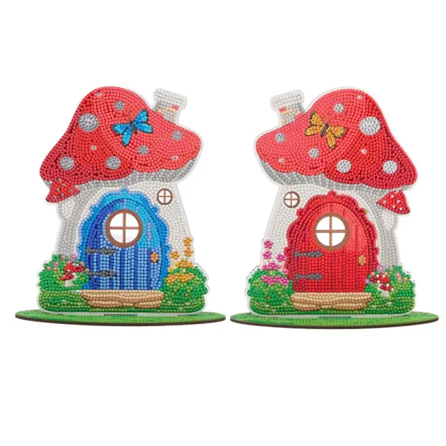 Craft Buddy Crystal Art Cute Toadstools Houten Decoratie 2 stuks