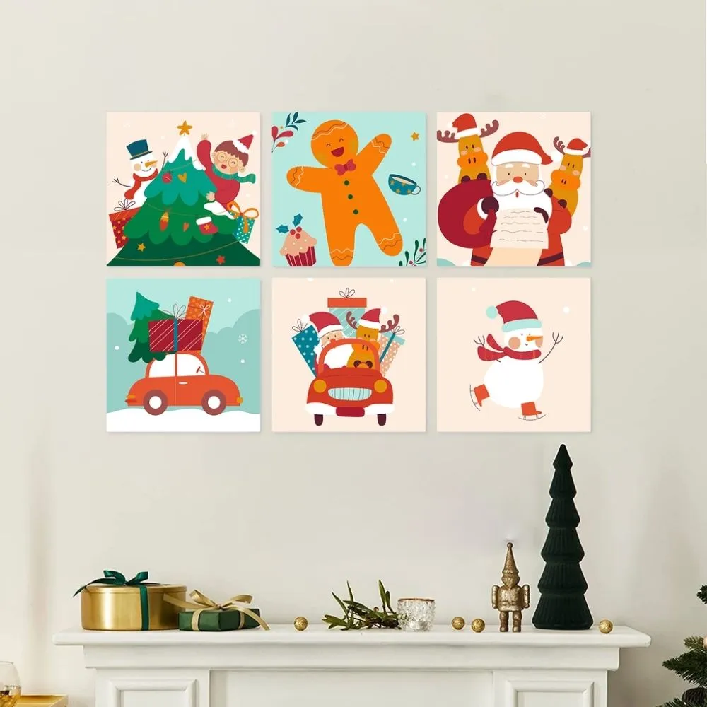 Figured'Art Feestelijke funset mini schilderen op nummer 20x20 cm 6 stuks