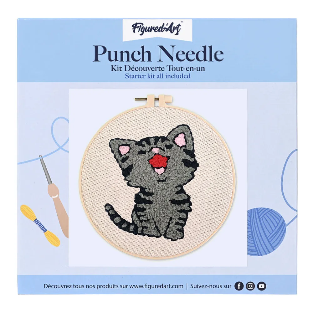Figured'Art Lachende Kat Punch Needle Pakket 20cm