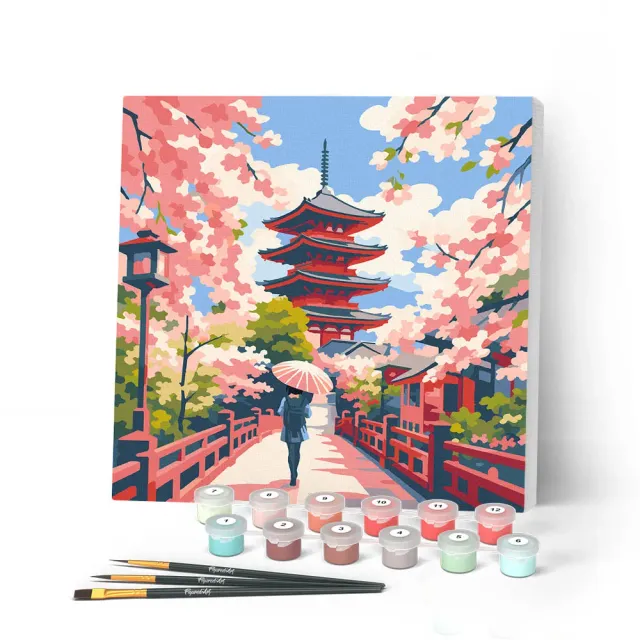 Figured'Art Kyoto in Bloei schilderen op nummer 20x20cm met frame