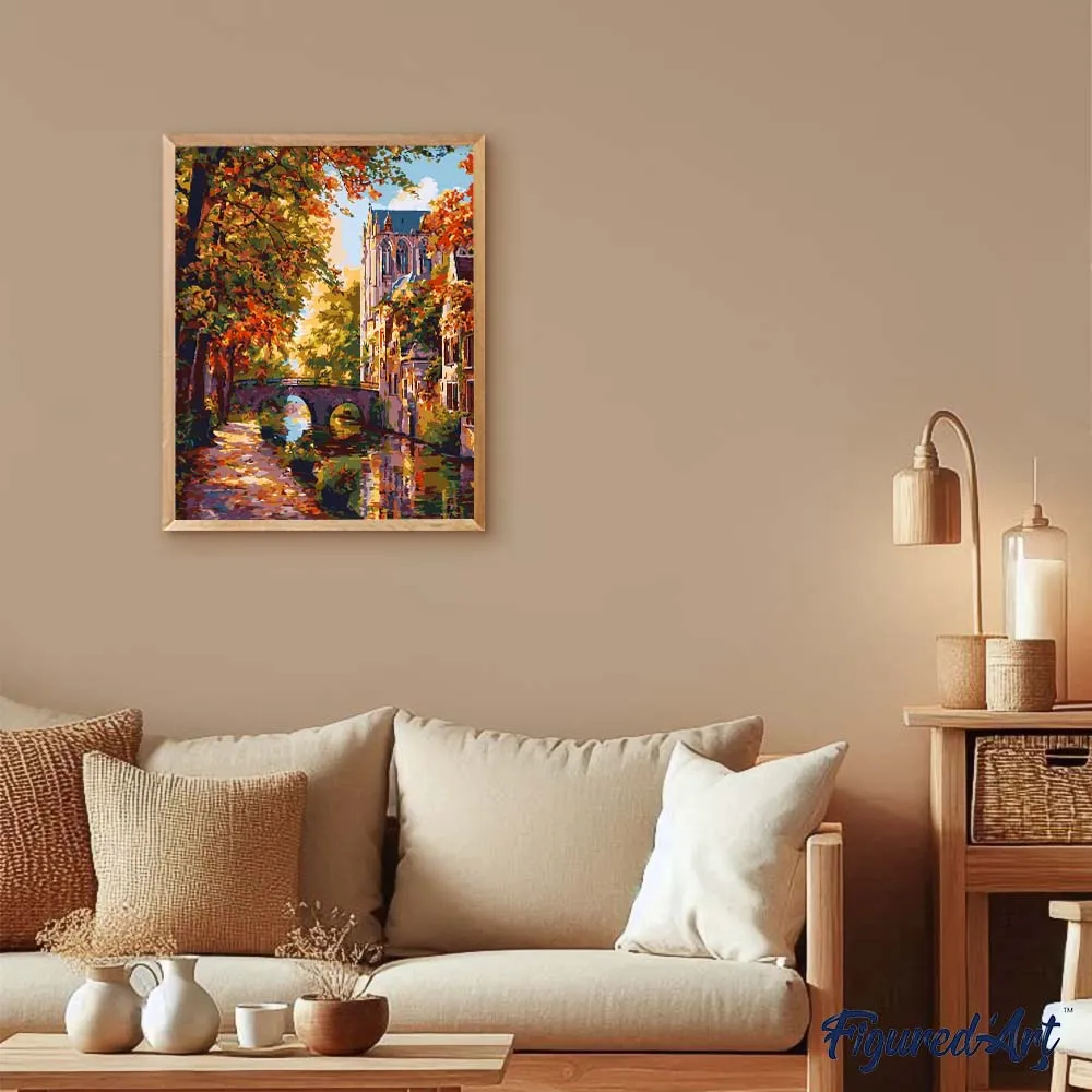 Figured'Art Rivierdorp in de herfst schilderen op nummer 40x50 cm gevorderd